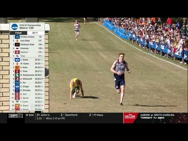 Oregon's Cooper Teare crawls to finish in 2021 men's cross country championship