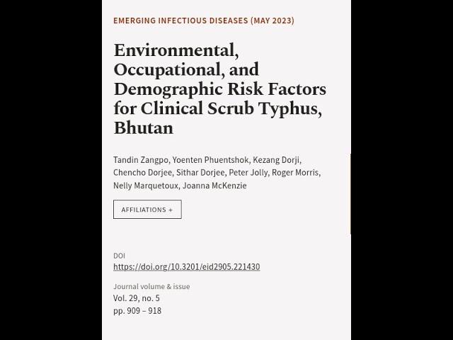 Environmental, Occupational, and Demographic Risk Factors for Clinical Scrub Typhus, ... | RTCL.TV