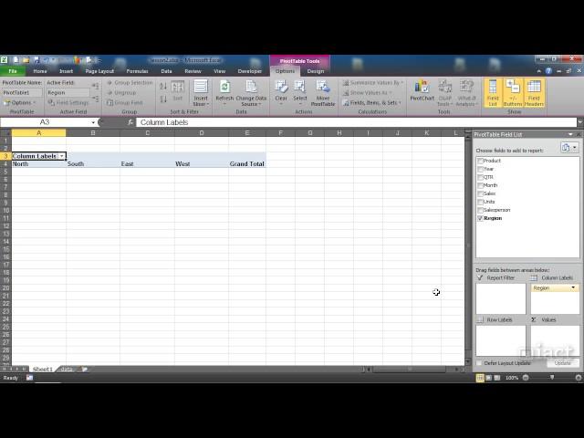 Creating a Pivot Table - 2010 Excel Pivot Tables