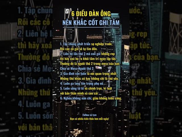 6 điều đàn ông nên khắc cốt ghi tâm  #bahadi #xuhuong