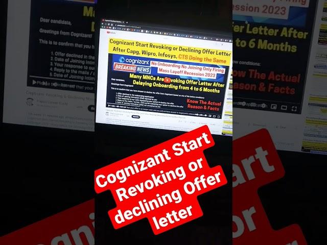 cognizant revoking or declining many candidates offer letter mail update @PappuCareerGuide