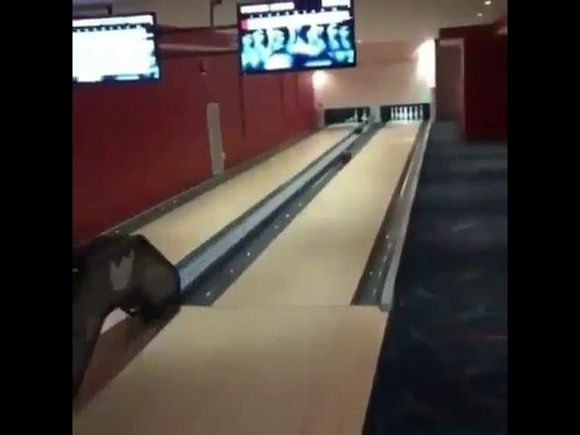 Guy throws bowling ball at tv