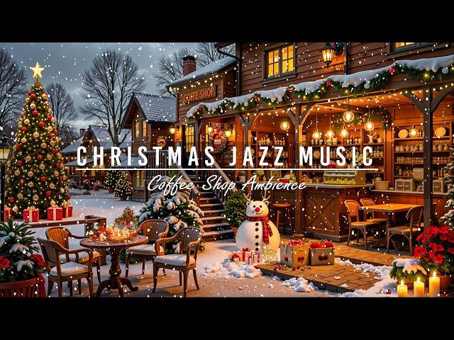 Snow Falling at Cozy Christmas Porch Ambience with Christmas Jazz Music 2025 for Good Mood, Relaxing
