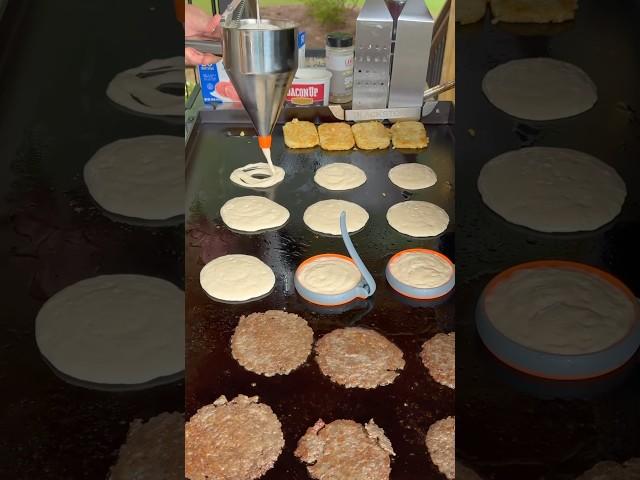 McGriddles On The Griddle #griddle #weberslate #blackstone #breakfast #pancakes #sausage #eggs