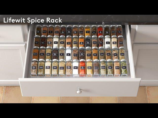 Expandable Spice Rack, Spice Drawer Organizer Insert for Kitchen Cabinet, Pantry, Countertop