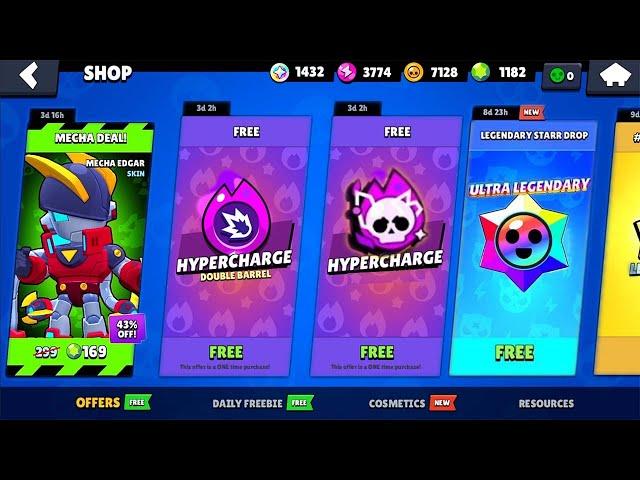 UNLEASHED!!! FREE HYPERCHARGE LEGENDARY REWARDS BRAWL STARS NEW UPDATE