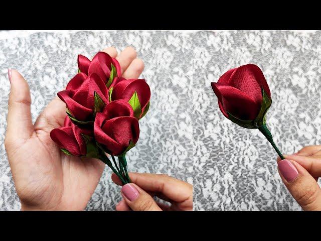 DIY satin ribbon roses/how to make beautifull flower with satin ribbon easily