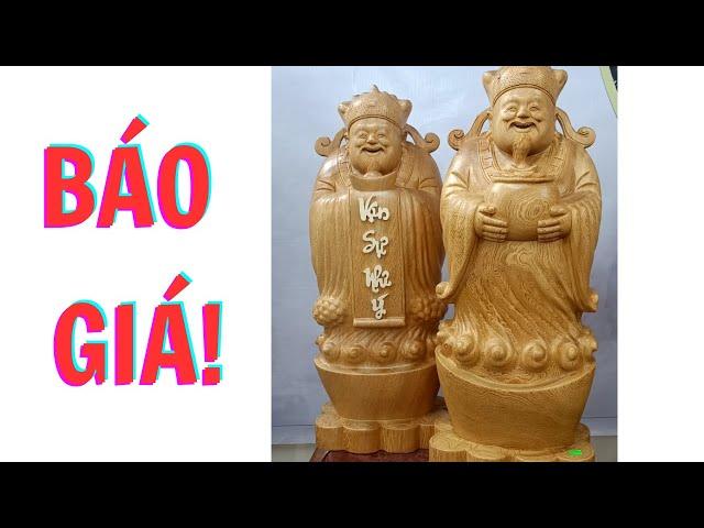 Báo giá 2 pho tượng thần tài gỗ pơ mu thơm mát vân đẹp sắc nét