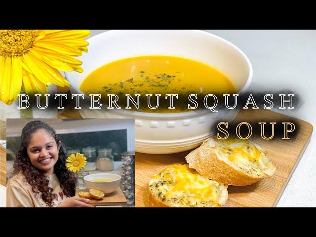 Butternut squash soup | බටානා සුප් | Garlic and cheese bread | Life in USA 