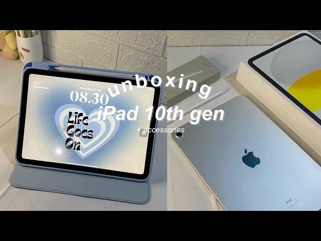 ipad 10th gen (silver) unboxing + accessories  | case, stylus pen