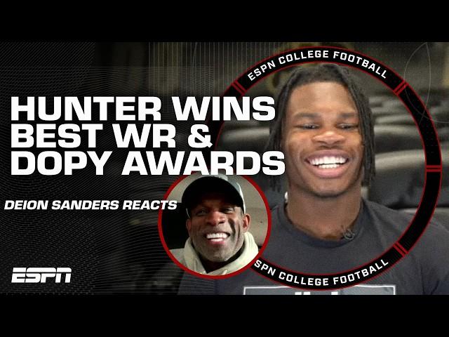 Deion Sanders reacts to Travis Hunter winning the Biletnikoff Outstanding Receiver award 