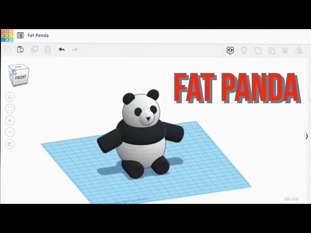 TINKERCAD - FAT PANDA, FUN DRAWING TUTORIAL