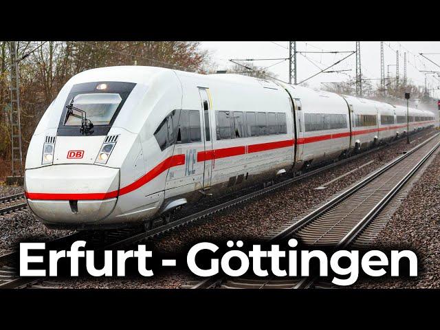 ICE 4 in a snow flurry through the Werra Valley | 4K cab ride Erfurt - Göttingen | Series 412