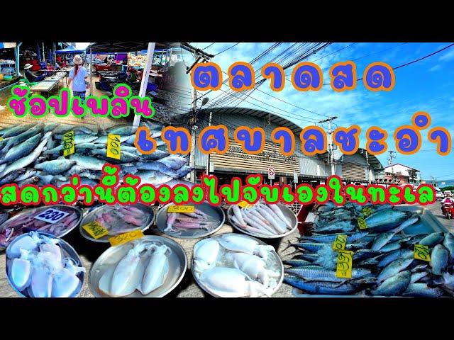 ตลาดสดเทศบาลชะอำ ตื่นตาตื่นใจกับอาหารทะเลสดๆ ราคาถูกมาก ตัวใหญ่ๆ น่ากินมาก แม่ค้าน่ารักเป็นกันเอง