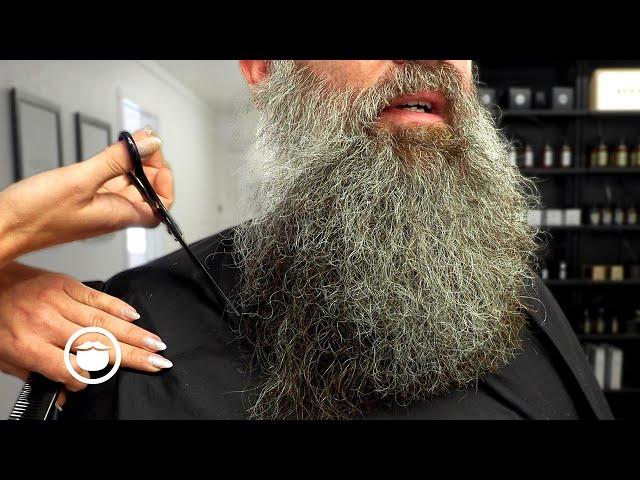 Young Man’s Incredible Grey Beard Gets Trimmed to Perfection