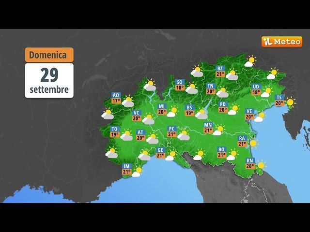 Meteo, previsioni meteo Sabato 28 settembre 2024