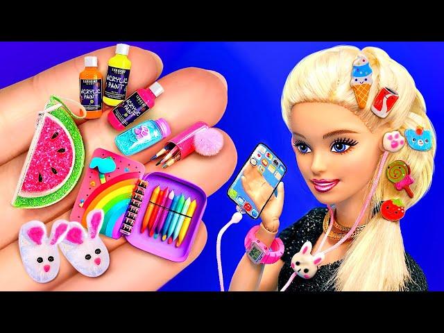 17 DIY BARBIE IDEAS: Miniature Headbands, Pencil Case, Hairpins, Bunny Slippers, Dresses and MORE!