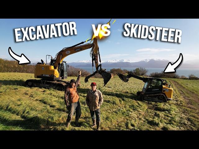 OTTO vs EIVIN equipment CHALLENGE || Kilcher beach road repair, Alaska last frontier