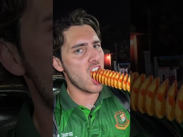 Luke Damant eats $0.20 Potato Swirl in Bangladesh  #shorts