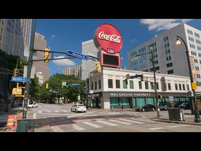 Downtown Atlanta Peachtree St The Coca-Cola Company Walk【4K60】Atlanta Georgia USA