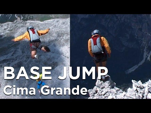 Tre Cime Di Lavaredo Cima Grande voie normale Base jump escalade alpinisme montagne Dolomites Italie