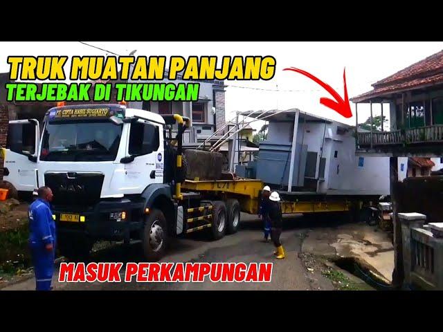 PENUH DRAMA!! Truk muatan panjang terjebak di tikungan | truk besar masuk kampung | Moving Rig