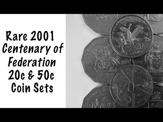 Rare Australian Coin Sets - 2001 Centenary of Federation Twenty Cent and Fifty Cent Coins