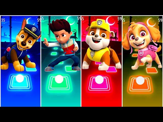 Paw Patrol-Chase VS Ryder VS Rubble VS Skye,Tiles Hop EDM Rush?