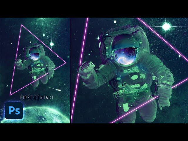 Duotone Neon Light Space Poster Photoshop Tutorial