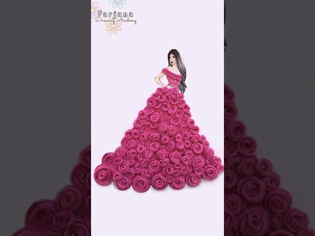 Satisfying Creative 3D Art | Girls with 3D beautiful dresses | Flower Fashion Illustrations #Shorts