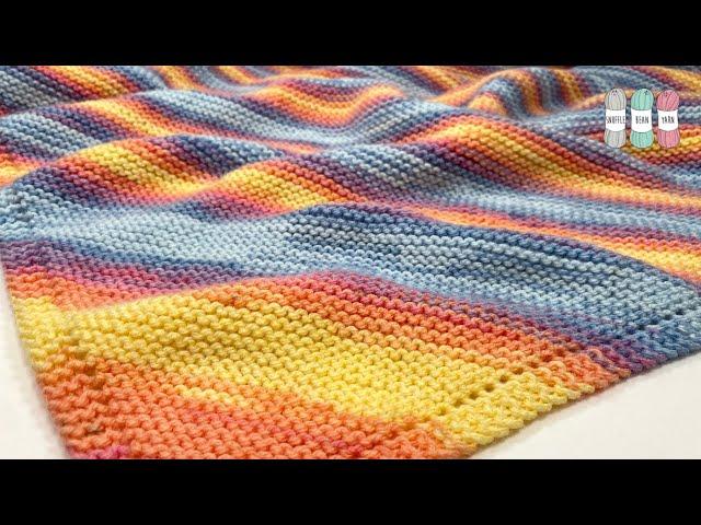 How to Knit a Diagonal Garter Stitch Baby Blanket | Rectangle or Square