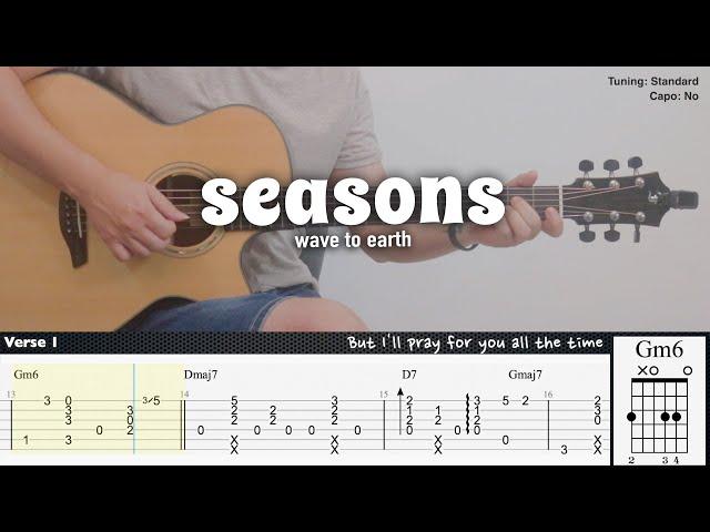 seasons - wave to earth | Fingerstyle Guitar | TAB + Chords + Lyrics