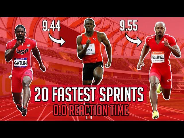 20 Fastest 100m Sprints if all Reaction Times were Equal