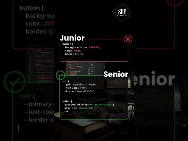 Junior vs Senior  #coder #Coding #WebDev #LearnToCode #JuniorVsSenior #CodeTips #code