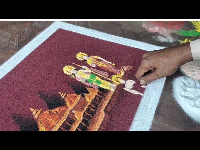 Ayodhya Ram Mandir  | Special 3D Ram Sita Rangoli Design | vijaydashmi | ramnavami |  Full Tutorial