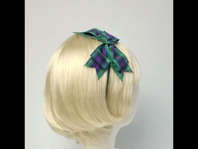 Green and Blue Mackenzie Tartan Bow Headband