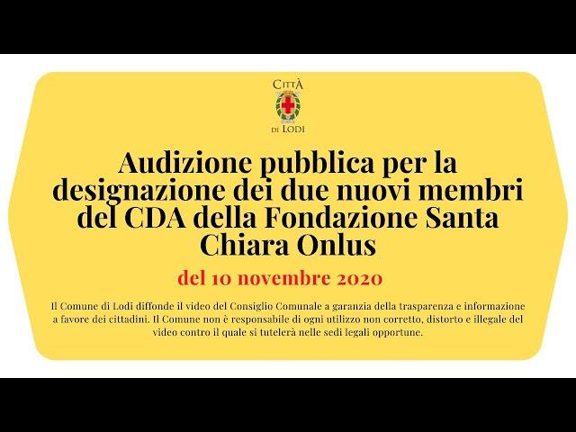 Audizione Fondazione S. Chiara