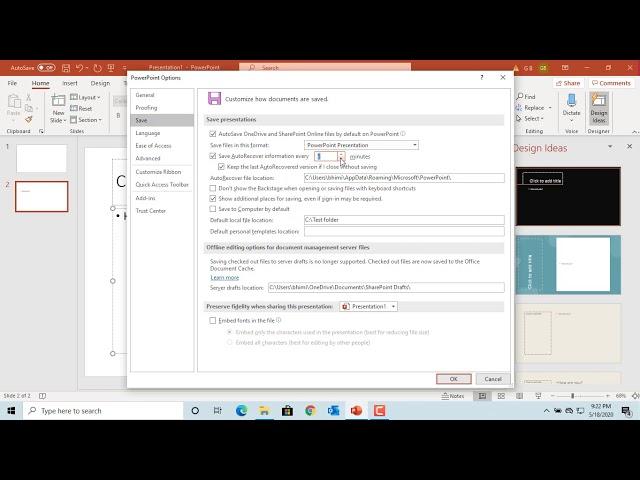 How to Auto Save Presentation in Power Point - Office 365