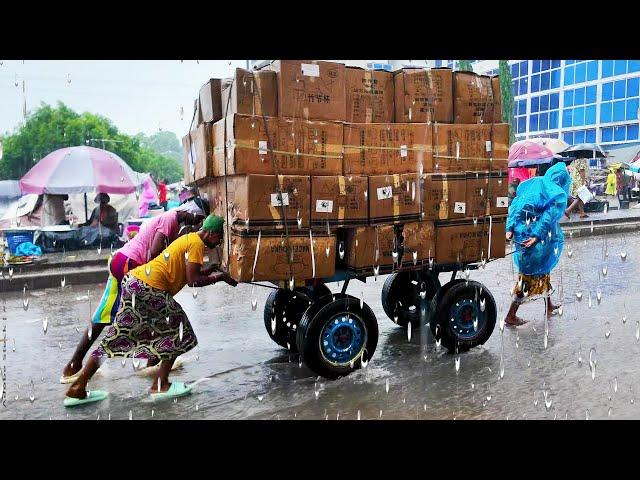 HEAVY RAINS DESTROY AFRICA TRADERS MARKET GHANA ACCRA MAKOLA