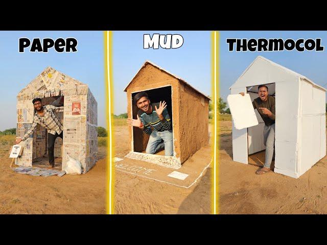 Different Type of Hut  -Newspaper + Mud + Thermocol + Cardboard -  कौन करेगा रात में मौज 