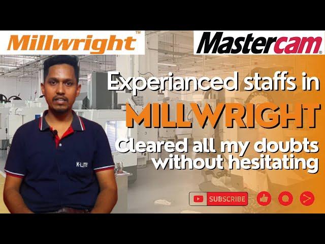 Mastercam training feedback from Mr. Javith Ahmed from Millwright CNC CAD CAM training center