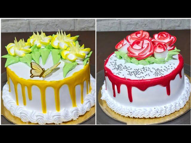 most satisfying cake decoration | elegant vannila flavour cake decorating ideas