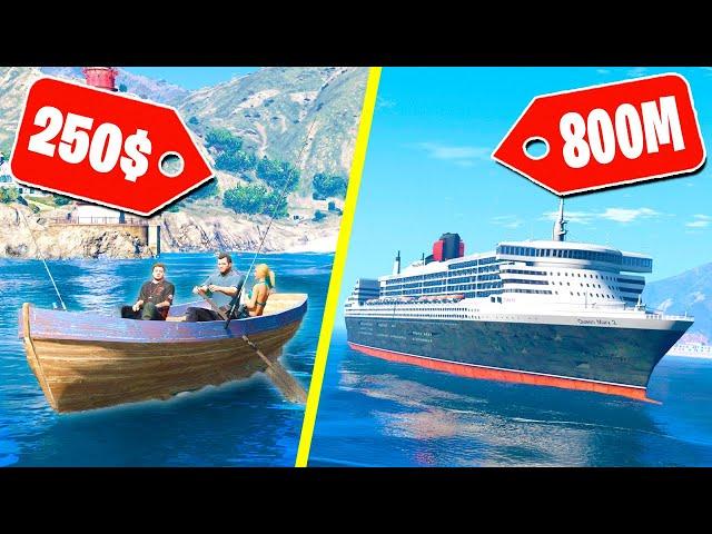 ЛОДКА ЗА 250$ или КРУИЗНЫЙ ЛАЙНЕР ЗА 800 МИЛЛИОНОВ? - GTA 5 СРАВНЕНИЕ ДЕШЁВОЕ и ДОРОГОЕ (МОДЫ ГТА 5)