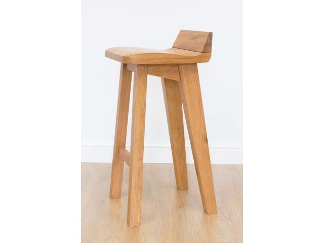 The Wave Contemporary Solid Oak Bar Stool