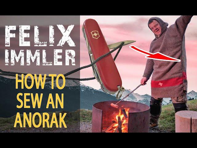 How to sew an anorak from an wool blanket with a Swiss Army Knife as only tool - no pattern needed!