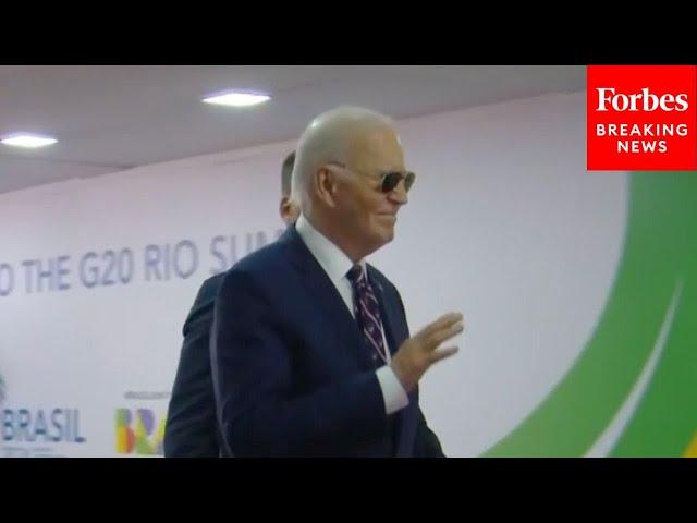 President Joe Biden Arrives For Day Two Of The 2024 G20 Summit In Rio De Janeiro, Brazil