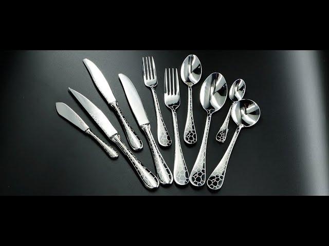 Good Quality Stainless Steel Stone grain relief  Handle Plated Cutlery Silverware Flatware Sets