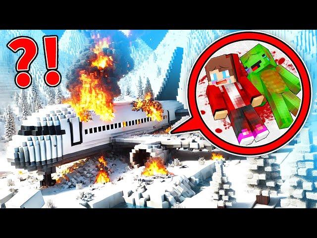 Mikey and JJ Survive MOUTAIN AIRPLANE CRASH in Minecraft ! - Maizen