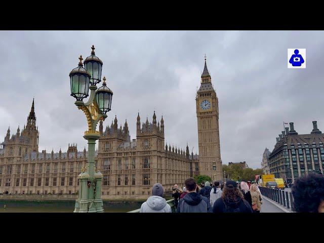 London Autumn Walk  London Eye,  BIG BEN to Trafalgar Square  | Central London Walking Tour [HDR]