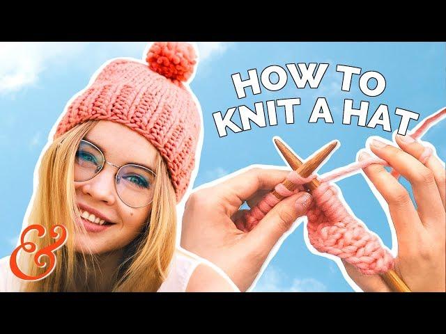 How to KNIT A HAT on STRAIGHT NEEDLES for Beginners (Step-by Step)